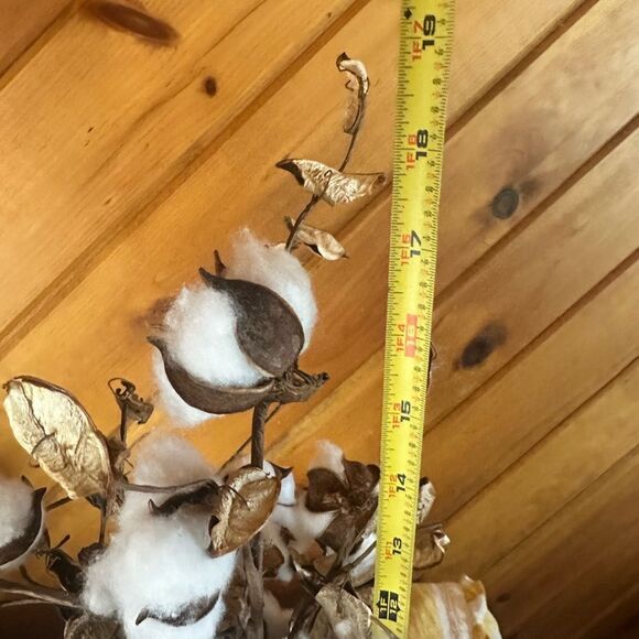 Robert Stanley Signature Collection Burlap Bag With Cotton Bouquet - Picture 3 of 4